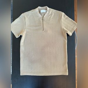 Topman - Tan Zip Collar Tee